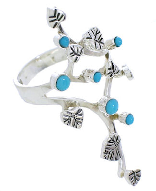 Genuine Sterling Silver Southwestern Turquoise Ring Size 4-1/2 EX22720